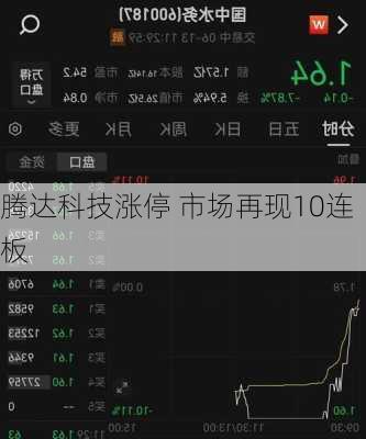 腾达科技涨停 市场再现10连板