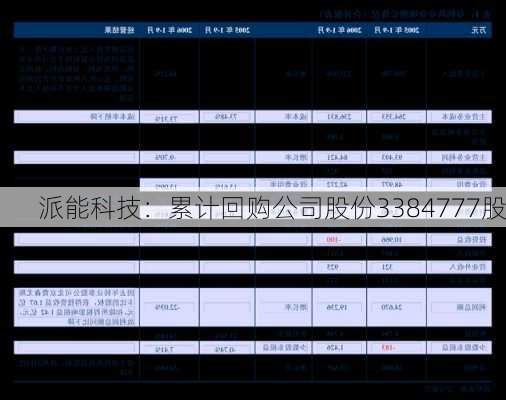 派能科技：累计回购公司股份3384777股