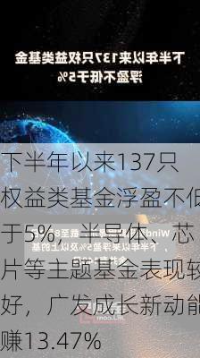 下半年以来137只权益类基金浮盈不低于5%，半导体、芯片等主题基金表现较好，广发成长新动能赚13.47%