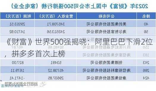 《财富》世界500强揭晓：阿里巴巴下滑2位，拼多多首次上榜