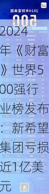 2024年《财富》世界500强行业榜发布：新希望集团亏损近1亿美元