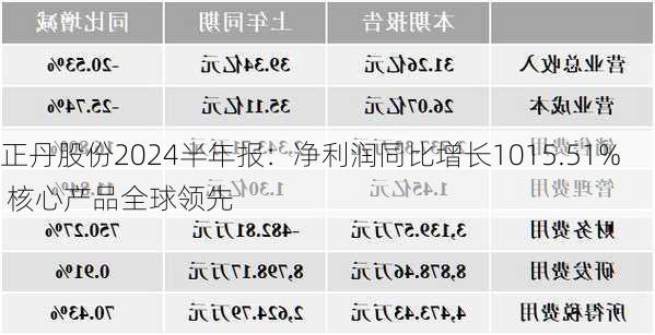 正丹股份2024半年报：净利润同比增长1015.51% 核心产品全球领先