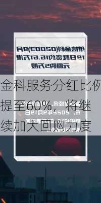 金科服务分红比例提至60%，将继续加大回购力度