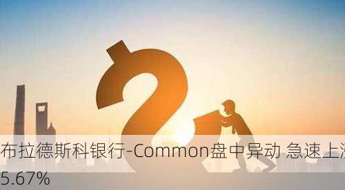 布拉德斯科银行-Common盘中异动 急速上涨5.67%