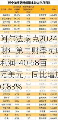 阿尔法泰克2024财年第二财季实现净利润-40.68百万美元，同比增加20.83%