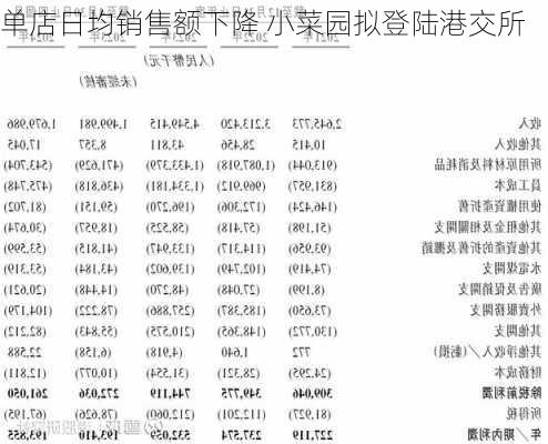 单店日均销售额下降 小菜园拟登陆港交所