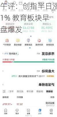 午评：创指半日涨1% 教育板块早盘爆发