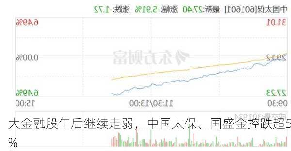 大金融股午后继续走弱，中国太保、国盛金控跌超5%