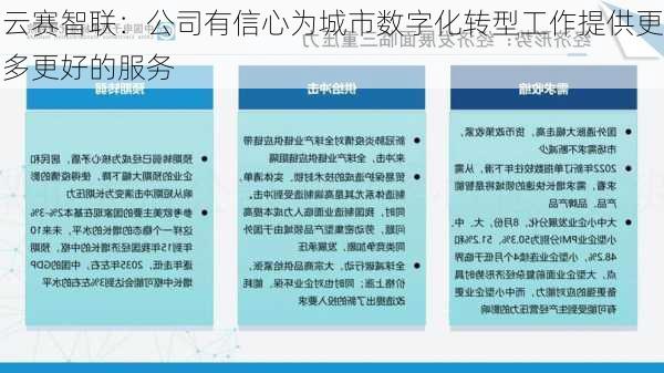 云赛智联：公司有信心为城市数字化转型工作提供更多更好的服务