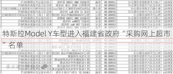 特斯拉Model Y车型进入福建省政府“采购网上超市”名单