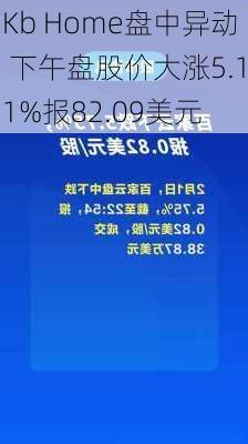 Kb Home盘中异动 下午盘股价大涨5.11%报82.09美元