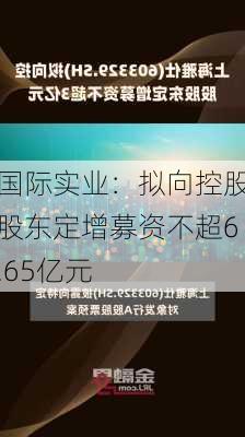 国际实业：拟向控股股东定增募资不超6.65亿元