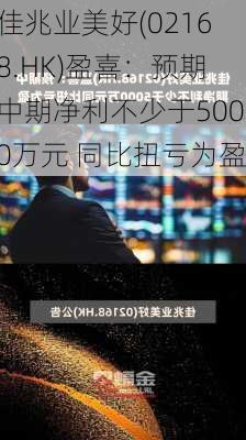 佳兆业美好(02168.HK)盈喜：预期中期净利不少于5000万元 同比扭亏为盈