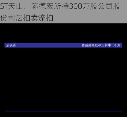 ST天山：陈德宏所持300万股公司股份司法拍卖流拍