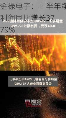 金禄电子：上半年净利润同比增长37.79%