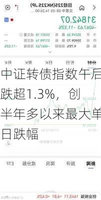 中证转债指数午后跌超1.3%，创半年多以来最大单日跌幅