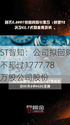 ST智知：公司拟回购不超过1777.78万股公司股份