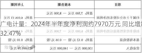 广电计量：2024年半年度净利润约7970万元 同比增加32.47%