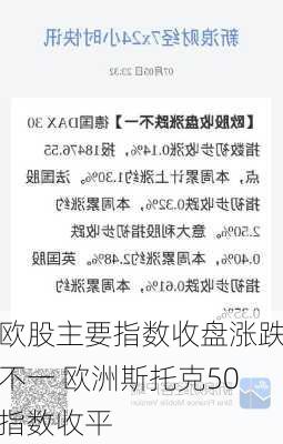 欧股主要指数收盘涨跌不一 欧洲斯托克50指数收平