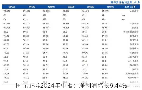 国元证券2024年中报：净利润增长9.44%