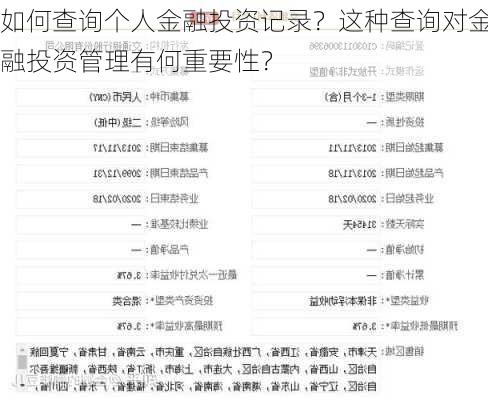 如何查询个人金融投资记录？这种查询对金融投资管理有何重要性？