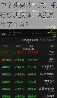 中字头突然下跌，银行板块反弹！A股发生了什么？