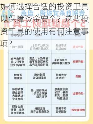 如何选择合适的投资工具以保障资金安全？这些投资工具的使用有何注意事项？