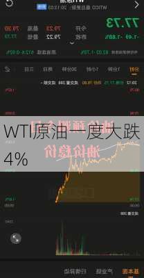 WTI原油一度大跌4%