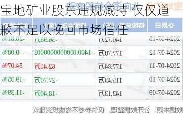 宝地矿业股东违规减持 仅仅道歉不足以挽回市场信任