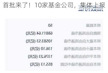 首批来了！10家基金公司，集体上报