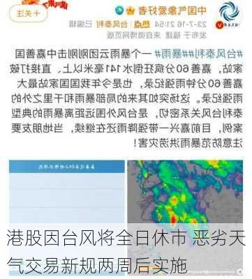 港股因台风将全日休市 恶劣天气交易新规两周后实施