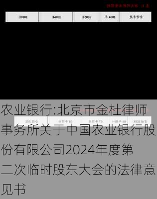 农业银行:北京市金杜律师事务所关于中国农业银行股份有限公司2024年度第二次临时股东大会的法律意见书