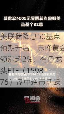 美联储降息50基点预期升温，赤峰黄金领涨超2%，有色龙头ETF（159876）盘中逆市活跃