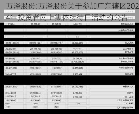 万泽股份:万泽股份关于参加广东辖区2024年投资者网上集体接待日活动的公告