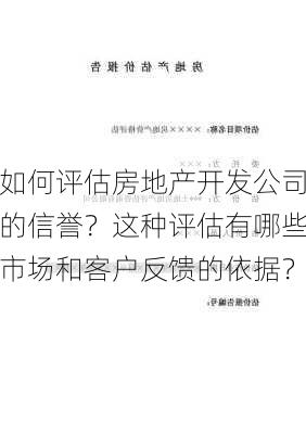 如何评估房地产开发公司的信誉？这种评估有哪些市场和客户反馈的依据？