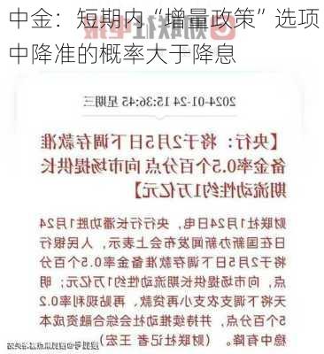 中金：短期内“增量政策”选项中降准的概率大于降息