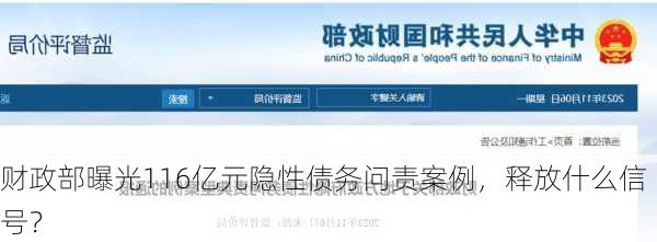 财政部曝光116亿元隐性债务问责案例，释放什么信号？