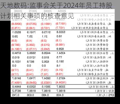 天地数码:监事会关于2024年员工持股计划相关事项的核查意见