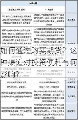 如何通过购买期货？这种渠道对投资便利有何影响？