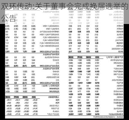 双环传动:关于董事会完成换届选举的公告