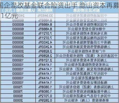 国企混改基金联合险资出手 隐山资本再募11亿元