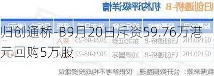 归创通桥-B9月20日斥资59.76万港元回购5万股