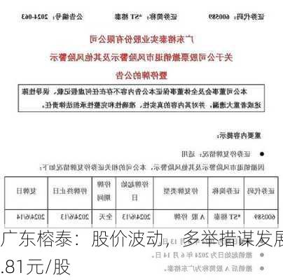 广东榕泰：股价波动，多举措谋发展 2.81元/股