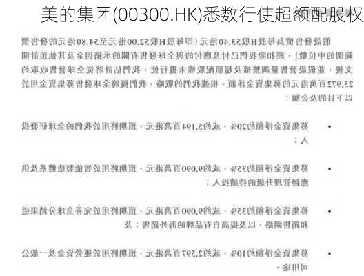 美的集团(00300.HK)悉数行使超额配股权