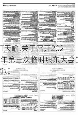 ST天喻:关于召开2024年第三次临时股东大会的通知