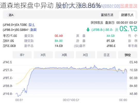 道森地探盘中异动 股价大涨8.86%