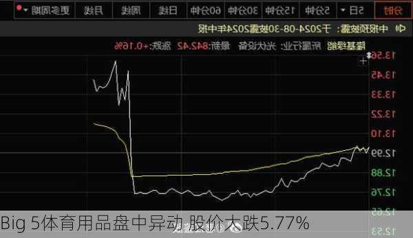 Big 5体育用品盘中异动 股价大跌5.77%