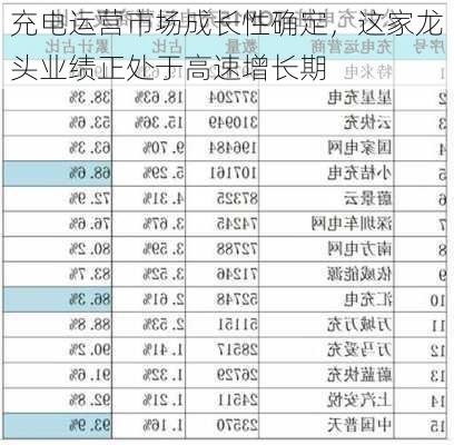 充电运营市场成长性确定，这家龙头业绩正处于高速增长期