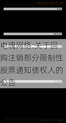 电魂网络:关于回购注销部分限制性股票通知债权人的公告