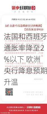 法国和西班牙通胀率降至2%以下 欧洲央行降息预期升温